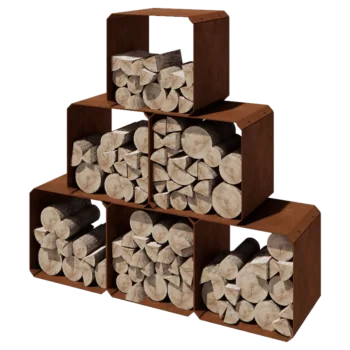Αποθήκευση ξύλου από χάλυβα Corten - Colorado 6 τεμάχια - 40 x 40 x 40 cm