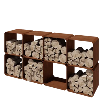 Αποθήκευση ξύλου από χάλυβα Corten - Colorado 8 τεμάχια - 40 x 40 x 40 cm