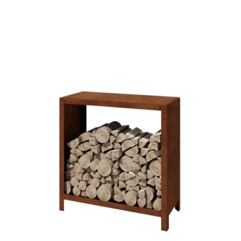 Αποθήκευση ξύλου από χάλυβα Corten - Indiana - 100 x 40 x 100 cm
