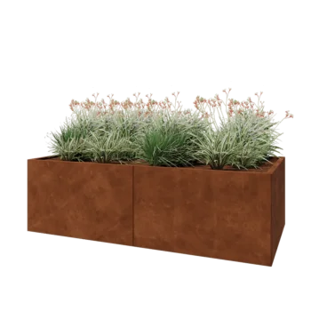 Ζαρντινιέρα XXL από χάλυβα Corten - Ορθογώνιο - 200 x 100 x 60 cm - Με πλάκα βάσης