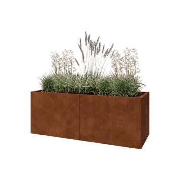 Ζαρντινιέρα XXL από χάλυβα Corten - Ορθογώνιο - 160 x 60 x 60 cm - Με πλάκα βάσης