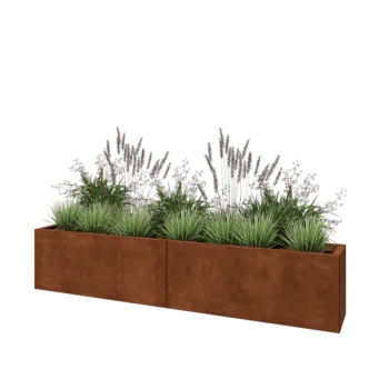 Ζαρντινιέρα XXL από χάλυβα Corten - Ορθογώνιο - 200 x 30 x 40 cm - Με πλάκα βάσης