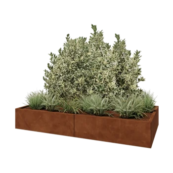 Ζαρντινιέρα XXL από χάλυβα Corten - Ορθογώνιο - 200 x 100 x 30 cm - Με πλάκα βάσης
