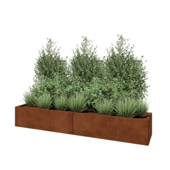 Ζαρντινιέρα XXL από χάλυβα Corten - Ορθογώνιο - 200 x 40 x 30 cm - Με πλάκα βάσης