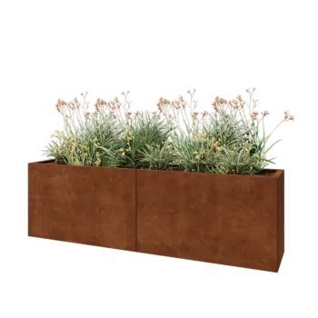 Ζαρντινιέρα XXL από χάλυβα Corten - Ορθογώνιο - 200 x 40 x 60 cm - Με πλάκα βάσης