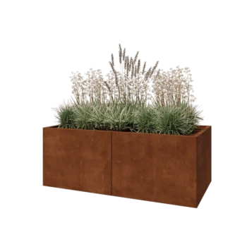 Ζαρντινιέρα XXL από χάλυβα Corten - Ορθογώνιο - 160 x 80 x 60 cm - Με πλάκα βάσης