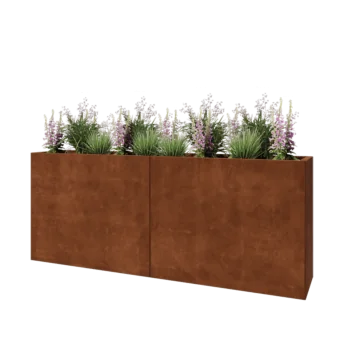 Ζαρντινιέρα XXL από χάλυβα Corten - Ορθογώνιο - 200 x 40 x 80 cm - Με πλάκα βάσης