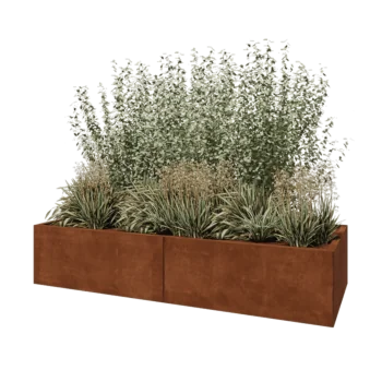 Ζαρντινιέρα XXL από χάλυβα Corten - Ορθογώνιο - 200 x 80 x 40 cm - Με πλάκα βάσης
