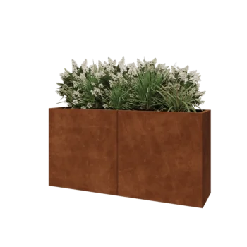 Ζαρντινιέρα XXL από χάλυβα Corten - Ορθογώνιο - 160 x 40 x 80 cm - Με πλάκα βάσης