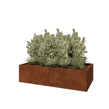 Ζαρντινιέρα XXL από χάλυβα Corten - Ορθογώνιο - 160 x 80 x 40 cm - Με πλάκα βάσης