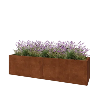 Ζαρντινιέρα XXL από χάλυβα Corten - Ορθογώνιο - 200 x 50 x 50 cm - Με πλάκα βάσης