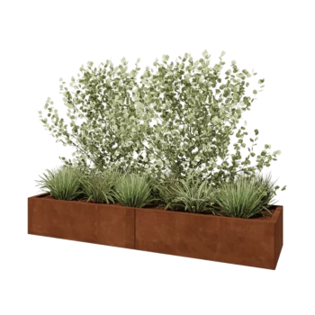 Ζαρντινιέρα XXL από χάλυβα Corten - Ορθογώνιο - 200 x 50 x 30 cm - Με πλάκα βάσης