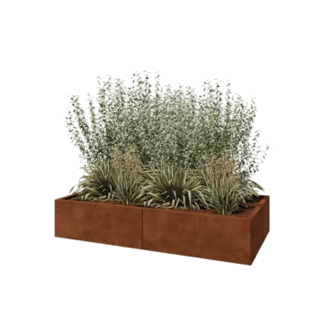 Ζαρντινιέρα XXL από χάλυβα Corten - Ορθογώνιο - 160 x 80 x 30 cm - Με πλάκα βάσης