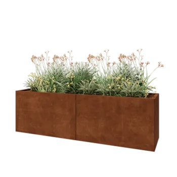 Ζαρντινιέρα XXL από χάλυβα Corten - Ορθογώνιο - 200 x 50 x 60 cm - Με πλάκα βάσης
