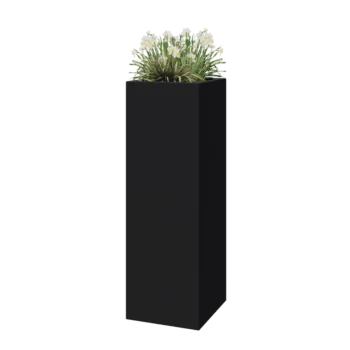 πολυεστερική γλάστρα - Τετράγωνο - 40 x 40 x 120 cm - RAL7021 ματ (μαύρο γκρι) - Με βάση