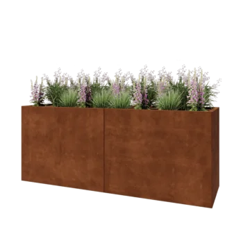 Ζαρντινιέρα XXL από χάλυβα Corten - Ορθογώνιο - 200 x 60 x 80 cm - Με πλάκα βάσης