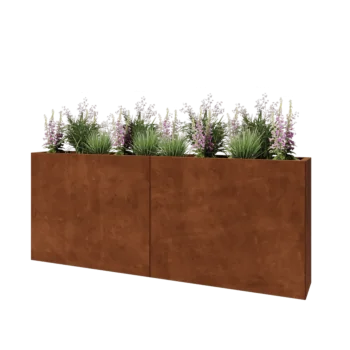 Ζαρντινιέρα XXL από χάλυβα Corten - Ορθογώνιο - 200 x 30 x 80 cm - Με πλάκα βάσης