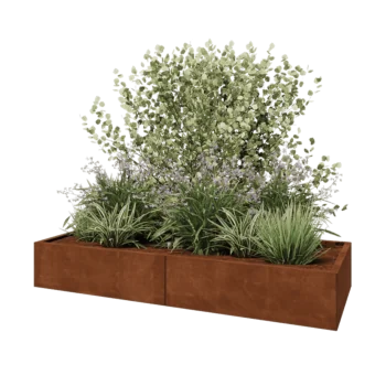 Ζαρντινιέρα XXL από χάλυβα Corten - Ορθογώνιο - 200 x 80 x 30 cm - Με πλάκα βάσης