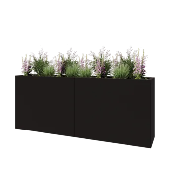 Ζαρντινιέρα XXL από χάλυβα - Ορθογώνιο - 200 x 40 x 80 cm - RAL9005 ματ (μαύρο) - Χωρίς πλάκα βάσης