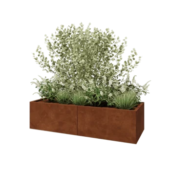 Ζαρντινιέρα XXL από χάλυβα Corten - Ορθογώνιο - 160 x 60 x 40 cm - Με πλάκα βάσης