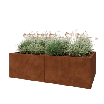 Ζαρντινιέρα XXL από χάλυβα Corten - Ορθογώνιο - 200 x 80 x 60 cm - Με πλάκα βάσης