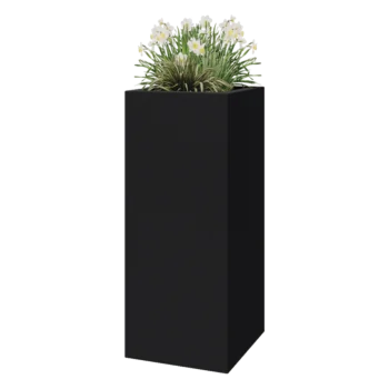 πολυεστερική γλάστρα - Τετράγωνο - 50 x 50 x 120 cm - RAL7021 ματ (μαύρο γκρι) - Με βάση