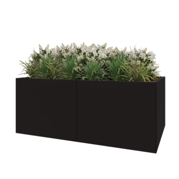 Ζαρντινιέρα XXL από χάλυβα - Ορθογώνιο - 200 x 120 x 80 cm - RAL9005 ματ (μαύρο) - Με πλάκα βάσης