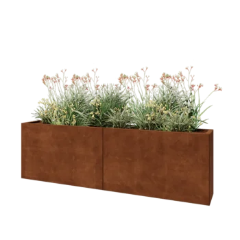 Ζαρντινιέρα XXL από χάλυβα Corten - Ορθογώνιο - 200 x 30 x 60 cm - Με πλάκα βάσης