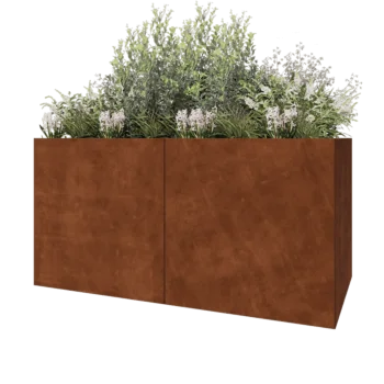 Ζαρντινιέρα XXL από χάλυβα Corten - Ορθογώνιο - 200 x 100 x 100 cm - Με πλάκα βάσης