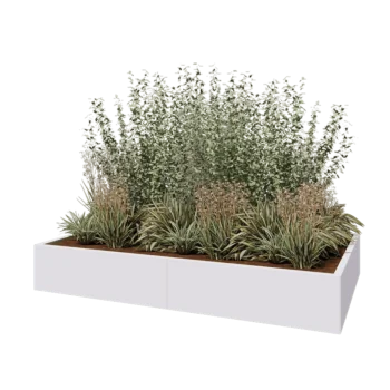 Ζαρντινιέρα XXL από χάλυβα - Ορθογώνιο - 200 x 120 x 30 cm - RAL9010 ματ (λευκό) - Χωρίς πλάκα βάσης