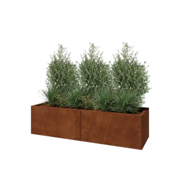 Ζαρντινιέρα XXL από χάλυβα Corten - Ορθογώνιο - 160 x 50 x 40 cm - Με πλάκα βάσης