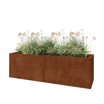 Ζαρντινιέρα XXL από χάλυβα Corten - Ορθογώνιο - 200 x 60 x 60 cm - Με πλάκα βάσης