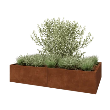 Ζαρντινιέρα XXL από χάλυβα Corten - Ορθογώνιο - 200 x 120 x 40 cm - Χωρίς πλάκα βάσης