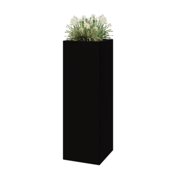 πολυεστερική γλάστρα - Τετράγωνο - 40 x 40 x 120 cm - RAL9005 ματ (μαύρο) - Με βάση