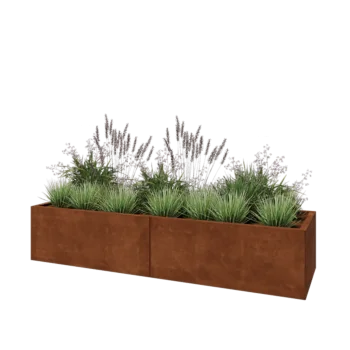 Ζαρντινιέρα XXL από χάλυβα Corten - Ορθογώνιο - 200 x 60 x 40 cm - Με πλάκα βάσης
