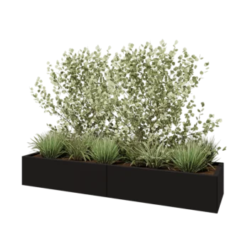 Ζαρντινιέρα XXL από χάλυβα - Ορθογώνιο - 200 x 50 x 30 cm - RAL9005 ματ (μαύρο) - Χωρίς πλάκα βάσης