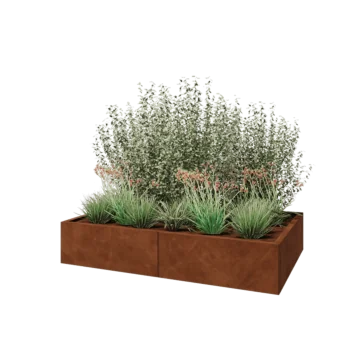 Ζαρντινιέρα XXL από χάλυβα Corten - Ορθογώνιο - 160 x 100 x 30 cm - Με πλάκα βάσης