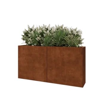 Ζαρντινιέρα XXL από χάλυβα Corten - Ορθογώνιο - 160 x 30 x 80 cm - Με πλάκα βάσης