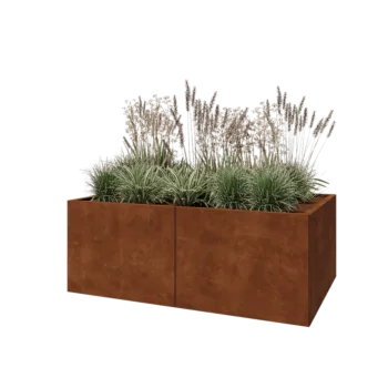 Ζαρντινιέρα XXL από χάλυβα Corten - Ορθογώνιο - 160 x 100 x 60 cm - Με πλάκα βάσης