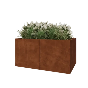 Ζαρντινιέρα XXL από χάλυβα Corten - Ορθογώνιο - 160 x 100 x 80 cm - Με πλάκα βάσης