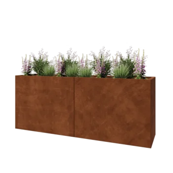 Ζαρντινιέρα XXL από χάλυβα Corten - Ορθογώνιο - 200 x 50 x 80 cm - Με πλάκα βάσης