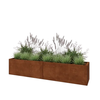 Ζαρντινιέρα XXL από χάλυβα Corten - Ορθογώνιο - 200 x 40 x 40 cm - Με πλάκα βάσης