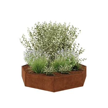 Ζαρντινιέρα από χάλυβα Corten - Οκτάγωνο - 241,4 x 241,4 x 40 cm - Χωρίς πλάκα βάσης