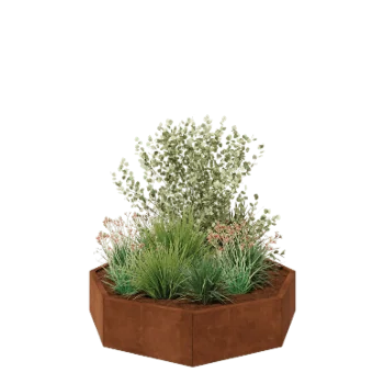 Ζαρντινιέρα από χάλυβα Corten - Οκτάγωνο - 144,9 x 144,9 x 30 cm - Χωρίς πλάκα βάσης