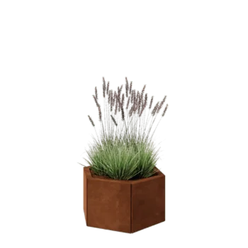 Ζαρντινιέρα από χάλυβα Corten - Εξάγωνο - 59,3 x 52 x 30 cm - Χωρίς πλάκα βάσης