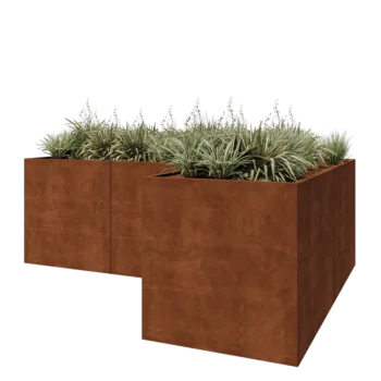 Ζαρντινιέρα από χάλυβα Corten - Σχήμα L - 300 x 200 x 100 cm - Χωρίς πλάκα βάσης
