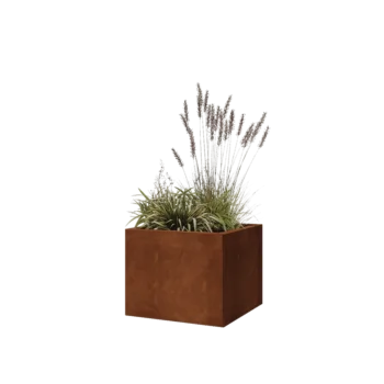 Ζαρντινιέρα από χάλυβα Corten - Τετράγωνο - 50 x 50 x 40 cm - Με πλάκα βάσης