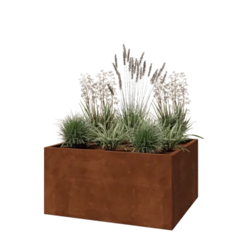 Ζαρντινιέρα από χάλυβα Corten - Ορθογώνιο - 120 x 100 x 60 cm - Χωρίς πλάκα βάσης