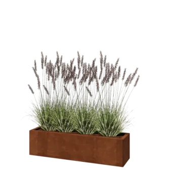 Ζαρντινιέρα από χάλυβα Corten - Ορθογώνιο - 120 x 30 x 30 cm - Με πλάκα βάσης