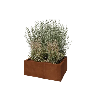 Ζαρντινιέρα από χάλυβα Corten - Ορθογώνιο - 80 x 60 x 30 cm - Χωρίς πλάκα βάσης